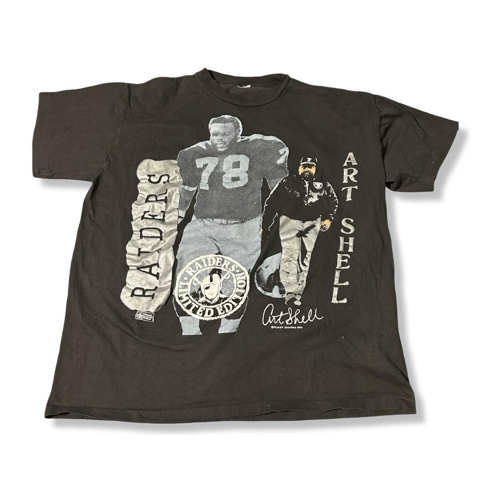 Vintage 90 LOS ANGELES LA RAIDERS ART SHELL NFL shirt FOOTBALL Las Vegas Size L